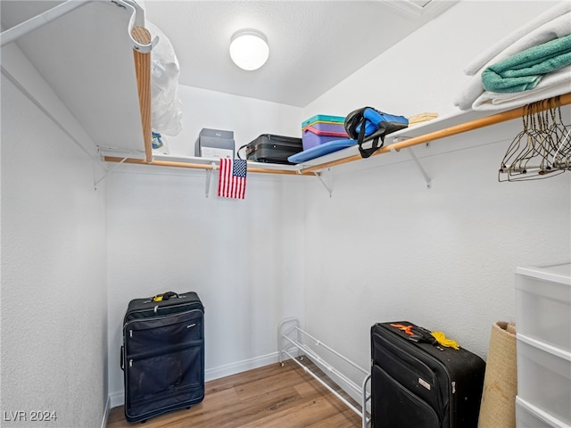 spacious closet with hardwood / wood-style flooring