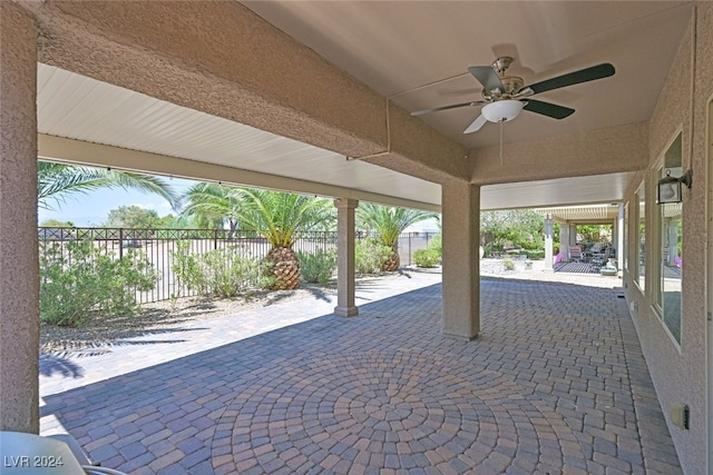 view of patio / terrace featuring ceiling fan