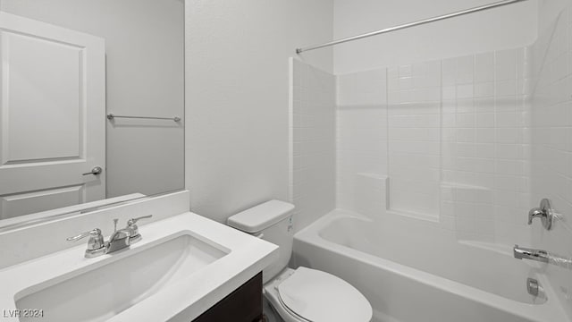 full bath with vanity, toilet, and shower / bathtub combination