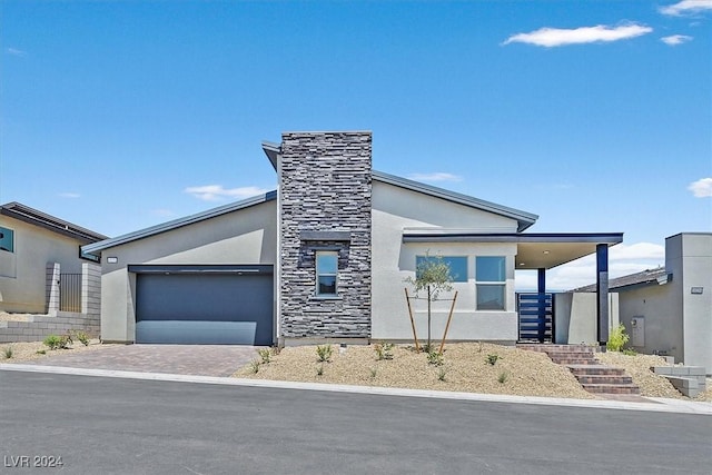 contemporary home with a garage