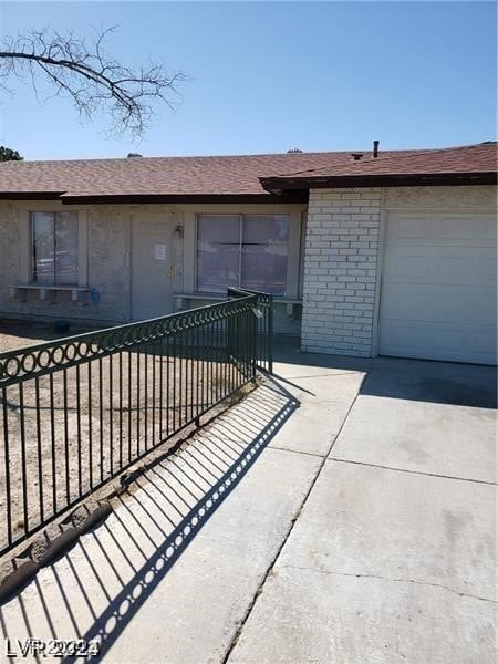 exterior space with a garage