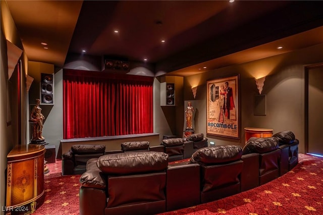 view of carpeted home theater