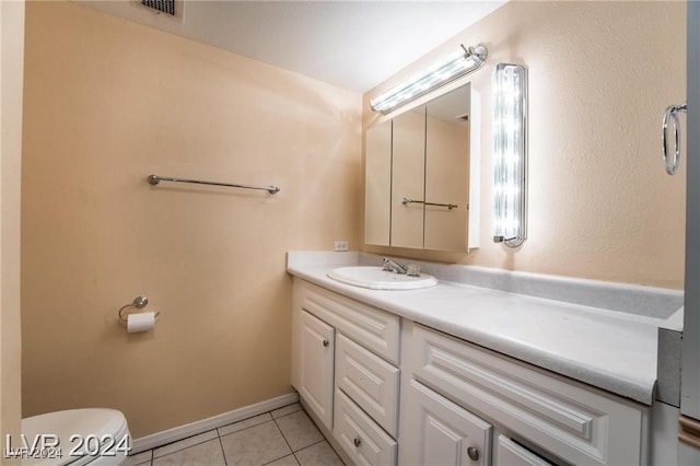 bathroom featuring vanity, toilet, and tile patterned floors