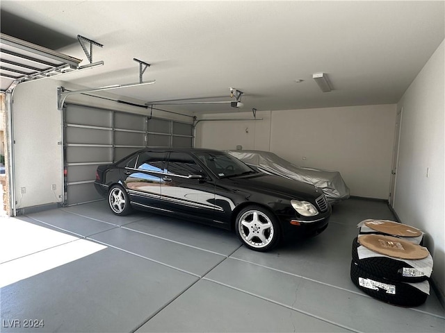 garage with a garage door opener