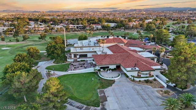 view of aerial view at dusk