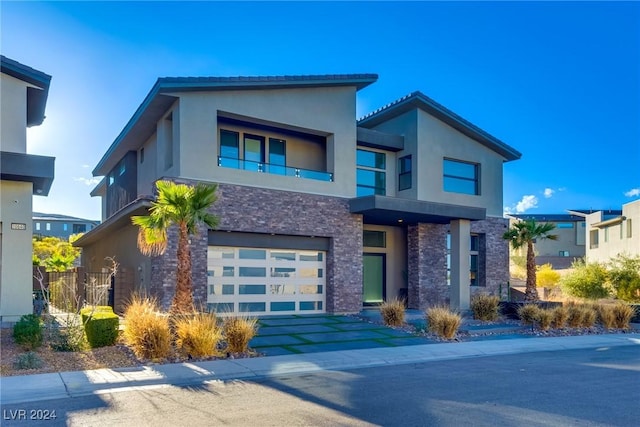 contemporary home with a garage