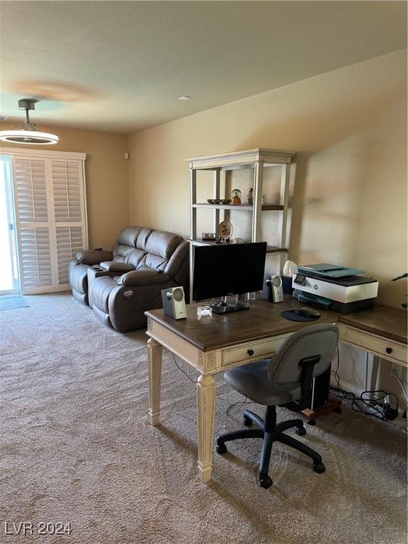 office area featuring carpet flooring