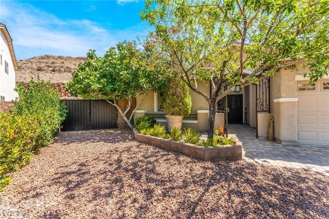 exterior space with a garage