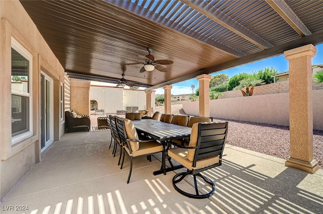 view of patio / terrace with ceiling fan