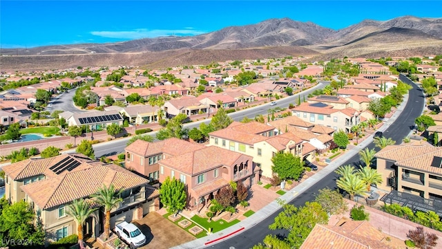 bird's eye view with a mountain view