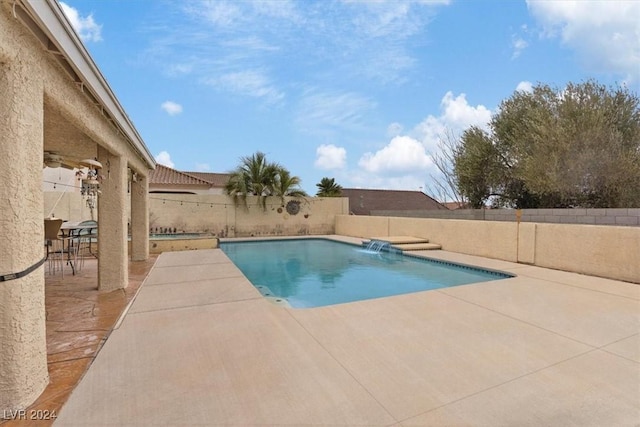 view of pool with a patio area, a fenced backyard, and a fenced in pool