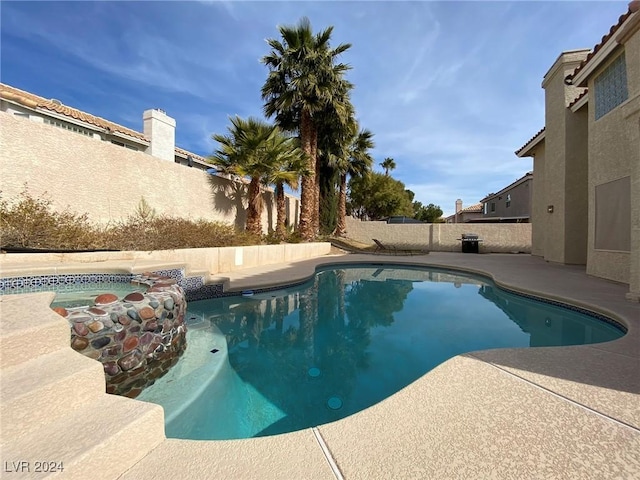 view of pool with a fenced backyard and a fenced in pool