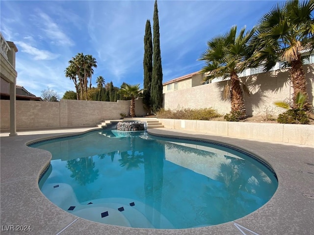 view of pool with a fenced backyard and a fenced in pool