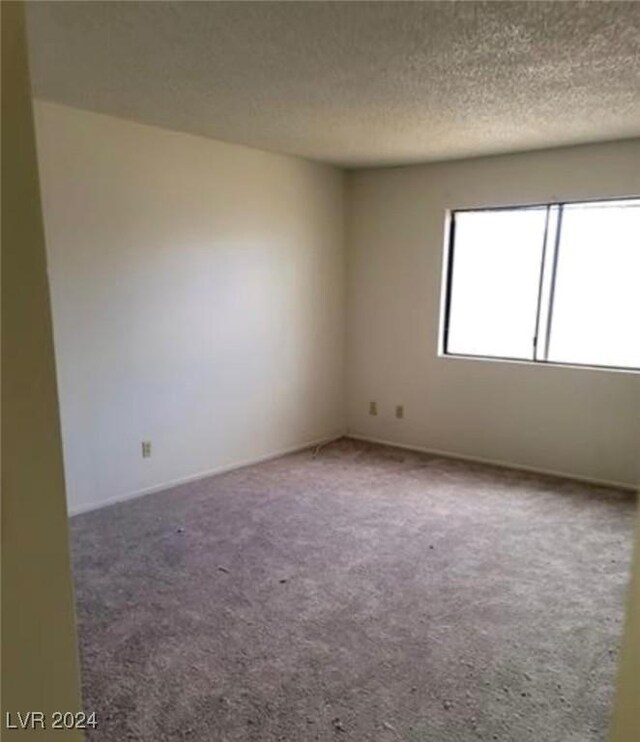 unfurnished room with carpet floors and a textured ceiling