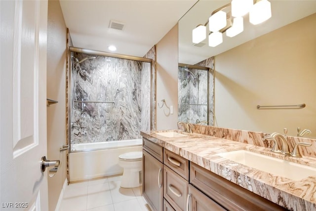 5301 Fairbranch Ln, Las Vegas, NV 89135 - full bath featuring visible vents, a sink, double vanity, and toilet