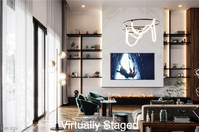 living room with hardwood / wood-style floors