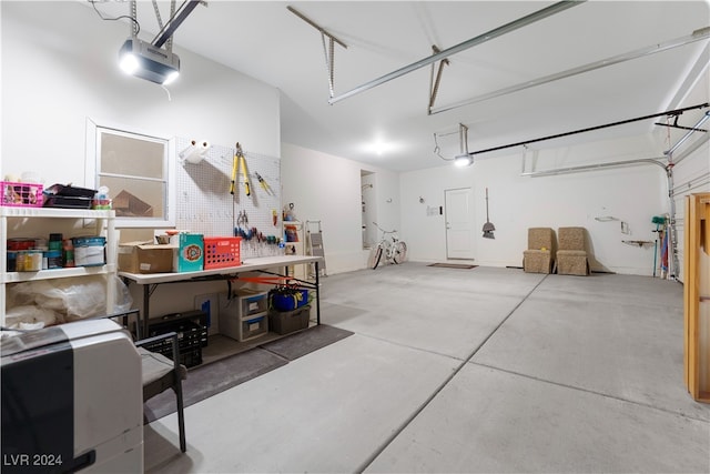 garage with a garage door opener