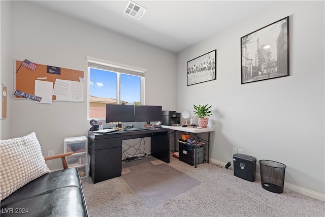 view of carpeted office space