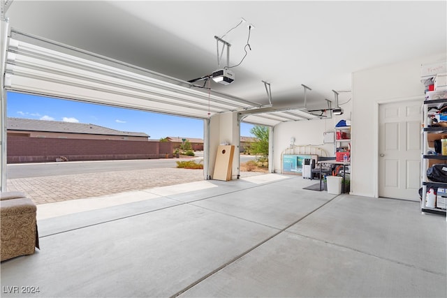 garage with a garage door opener