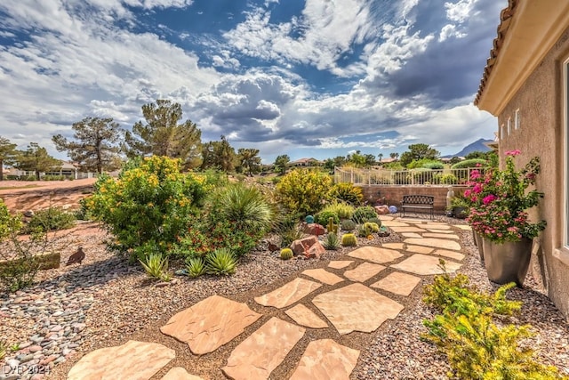 view of yard with a patio area and fence