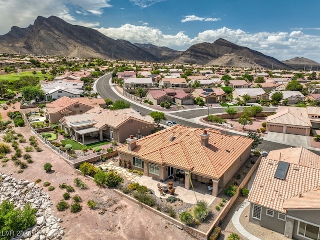 birds eye view of property featuring a residential view and a mountain view