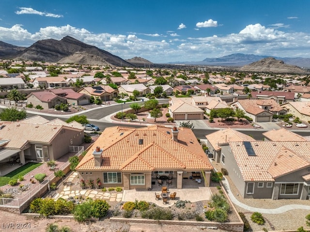 aerial view with a residential view and a mountain view