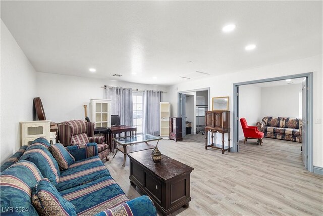 living room with light wood-type flooring