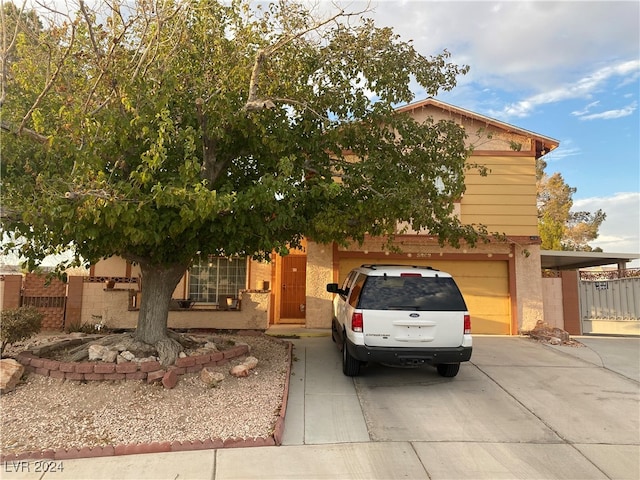 view of front of house with a garage