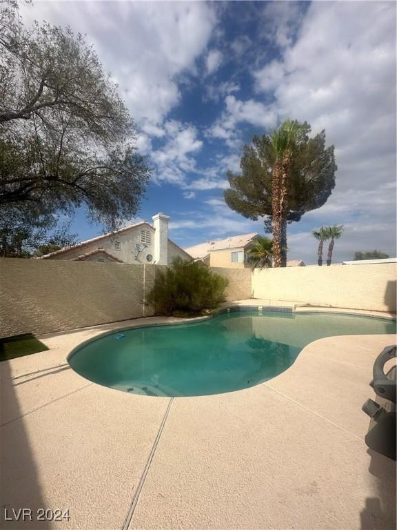 view of swimming pool with a patio area