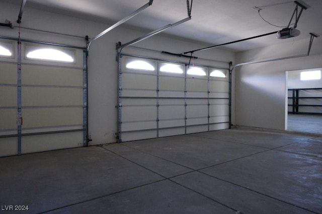 garage with a garage door opener