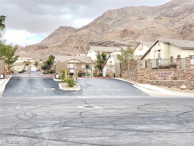 view of front of property with a mountain view