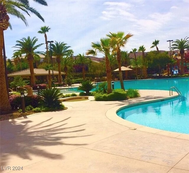 view of swimming pool with a patio