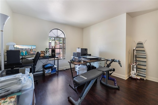 office area with hardwood / wood-style flooring