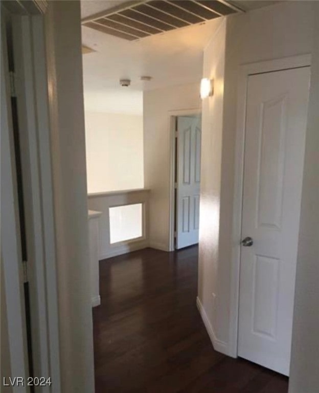 hallway featuring dark hardwood / wood-style flooring