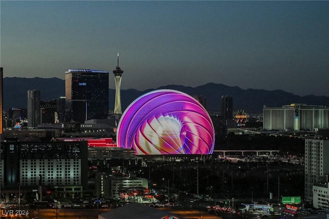 city view with a mountainous background