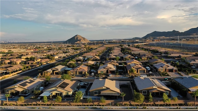 drone / aerial view with a mountain view