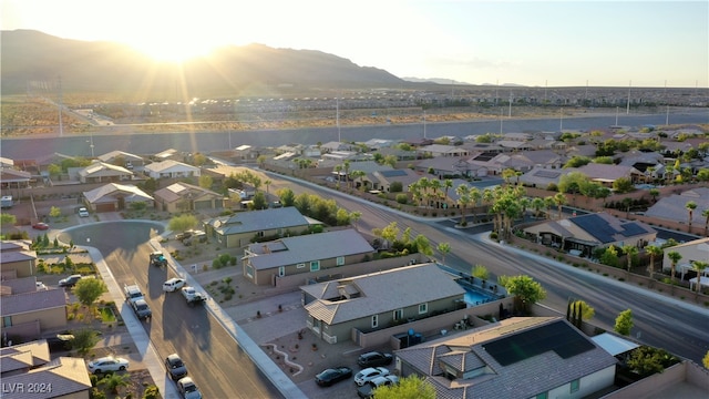 view of aerial view at dusk