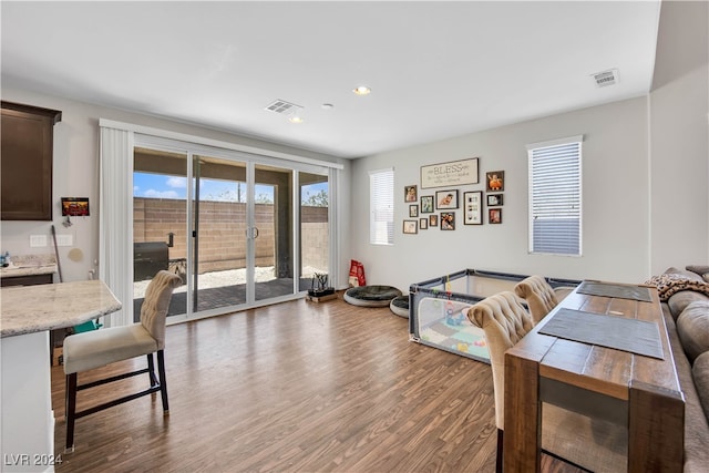 living room featuring wood-type flooring