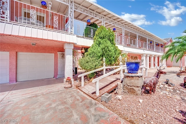 view of property featuring a garage