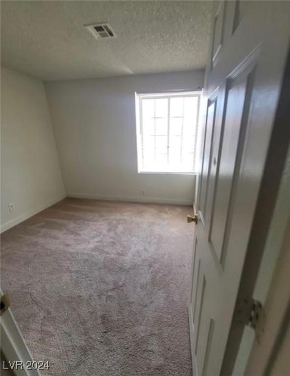 carpeted spare room featuring a textured ceiling