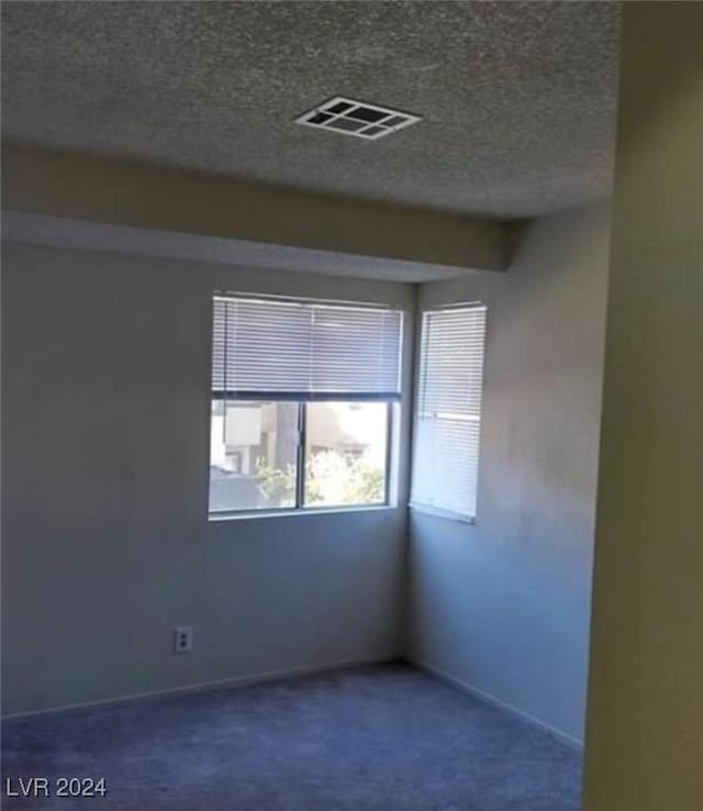 empty room featuring carpet flooring and a textured ceiling