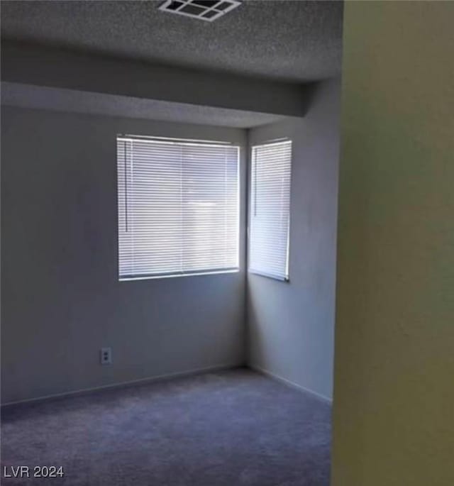 carpeted spare room featuring a textured ceiling