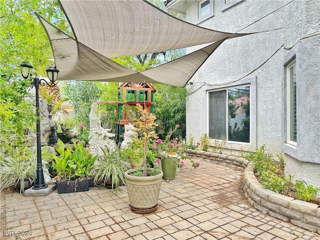 view of patio featuring a playground