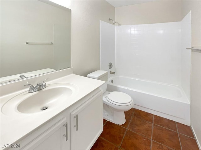 full bathroom featuring tile patterned floors, vanity, toilet, and bathing tub / shower combination