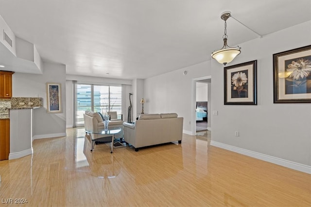 living room featuring light hardwood / wood-style flooring