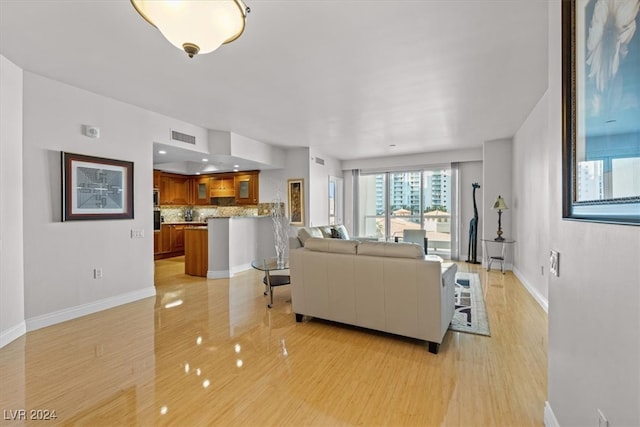 living room featuring light hardwood / wood-style flooring