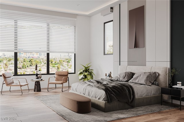 bedroom featuring light wood-type flooring