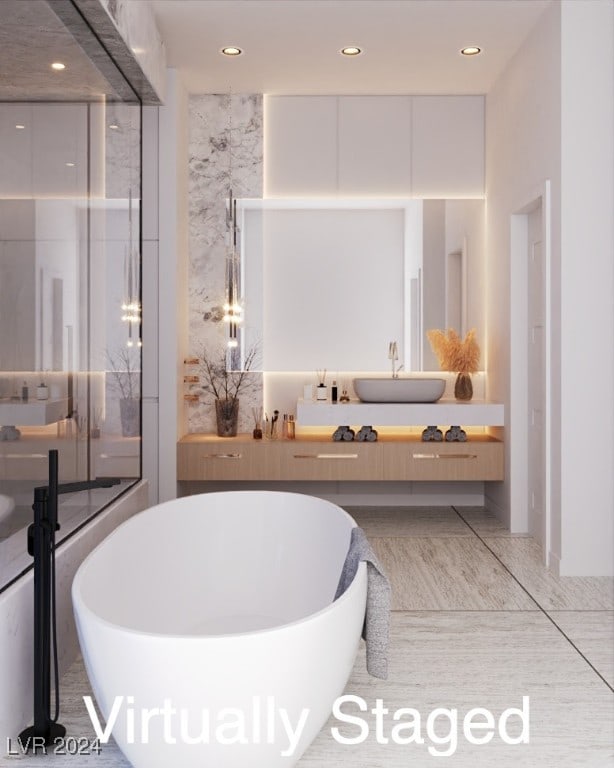 bathroom featuring double sink vanity