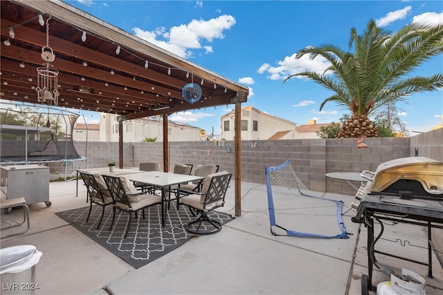 view of patio / terrace featuring a trampoline