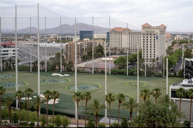 view of community with a mountain view